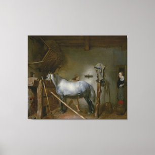 Pferd in einem Stall, c.1652-54 (Öl auf Platte) Leinwanddruck