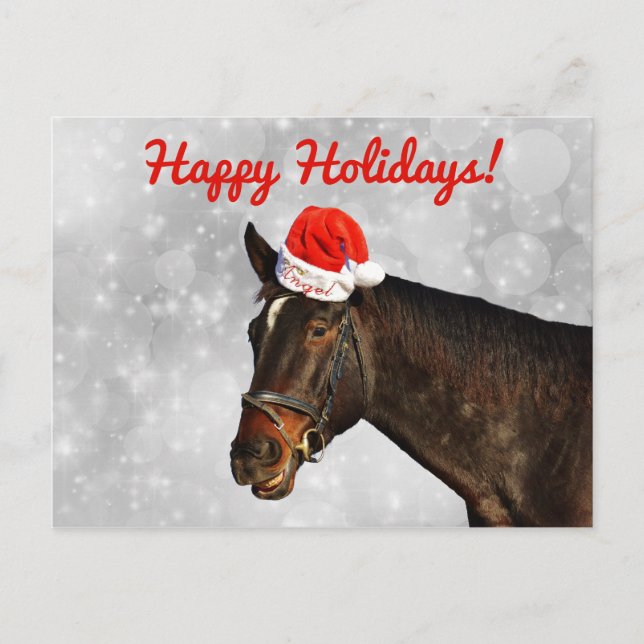 Pferd in einer Weihnachts-Hat-Postkarte Postkarte (Vorderseite)