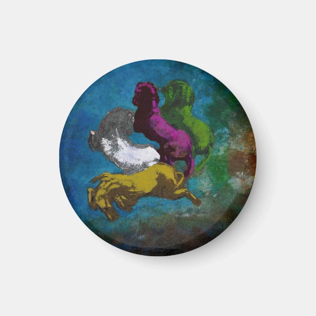 Pferd in Farben ~ Tasten Magnet (Vorne)