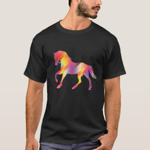 Pferd in mehrfarbigen Mosaikfarben Reiten T-Shirt