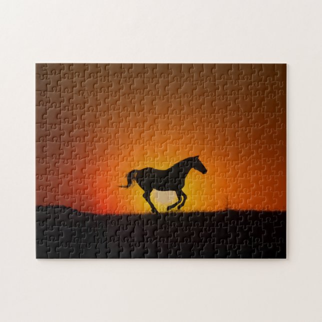 Pferd in Orange Sunset Challenging (Horizontal)