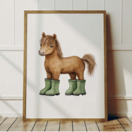 Pferd in Salbeigrünen Stiefeln Poster Kinderzimmer