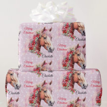 Pferd in Weihnachten Ribbons geben Mädchen den Nam