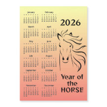 Pferd-Jahr 2026 Kalender Magnetkarte