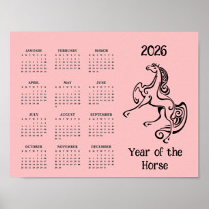 Pferd-Jahr 2026 Kalenderposter Poster