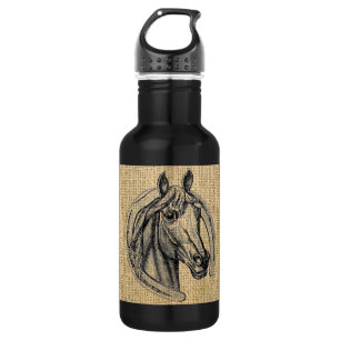 Pferd-Kameo auf Jute Edelstahlflasche