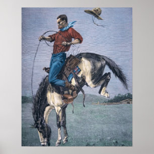 Pferd-Kerl (farbiger Stich) Poster