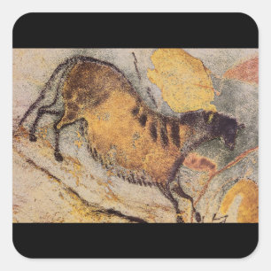 Pferd', Lascaux, Dordogne_Art der Antike Quadratischer Aufkleber