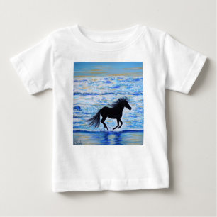 Pferd läuft frei durch das Meer Malerei Baby T-shirt
