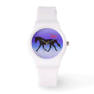 Pferd, Liebe und Herzen Armbanduhr