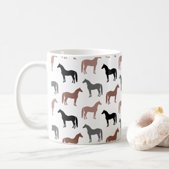 Pferd Lover Black Brown and Gray Stallions Kaffeetasse (Mit Donut)