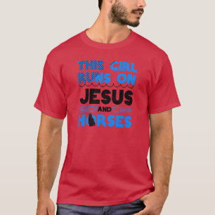 Pferd Lover Girl Runs auf Jesus und Pferde Junge T-Shirt
