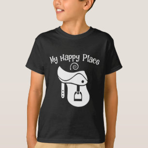 Pferd Lover Mein glücklicher Platz Sattel Reittier T-Shirt