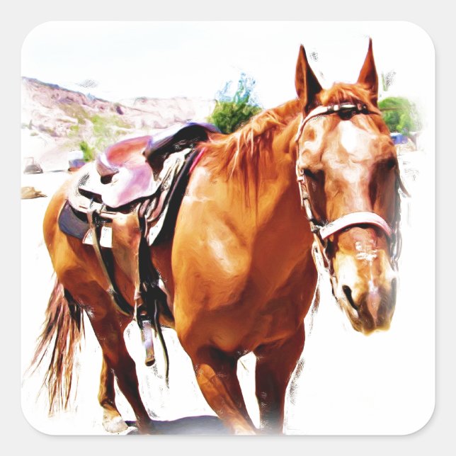Pferd Lover_ Quadratischer Aufkleber (Vorderseite)