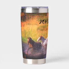 Pferd Lover River Scene Thermobecher