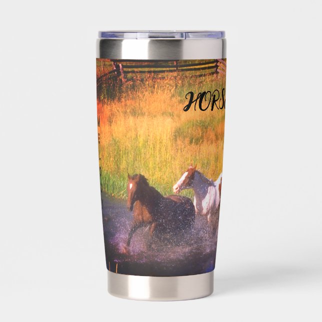 Pferd Lover River Scene Thermobecher (Vorderseite)