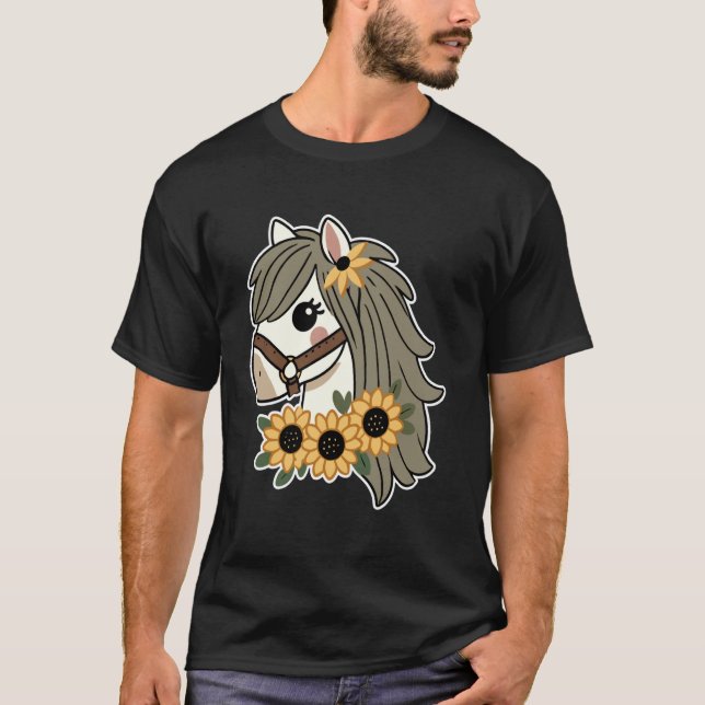 Pferd mit Blumen Süßes Reitpferd T-Shirt (Vorderseite)