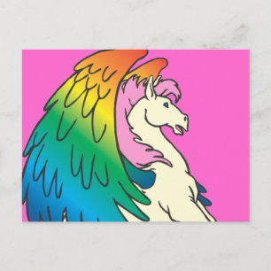 Pferd mit den Rainbow-Flügeln Postkarte