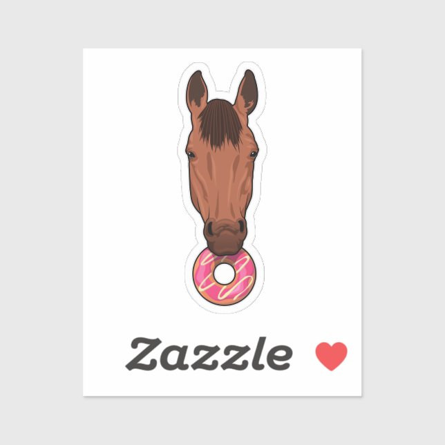 Pferd mit Donut Aufkleber (Blatt)