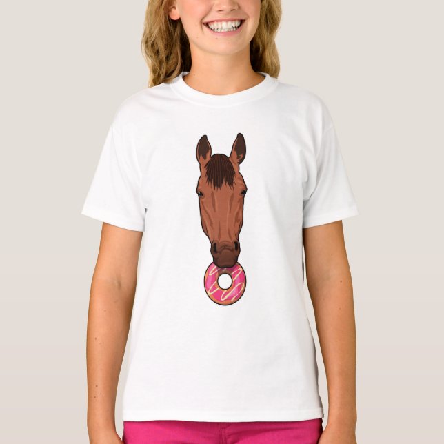 Pferd mit Donut T-Shirt (Vorderseite)