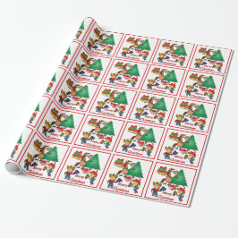 Pferd mit Geschenken und Stick Horse Kids Geschenk Geschenkpapier