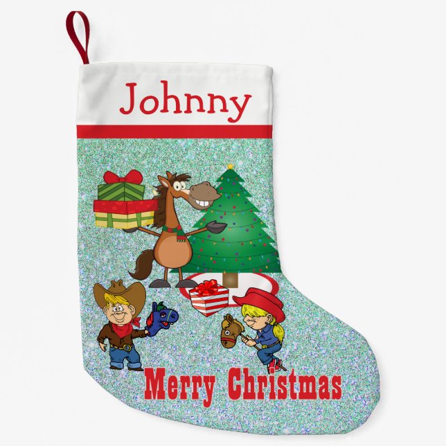 Pferd mit Geschenken und Stick Pferd Kinder Strump Kleiner Weihnachtsstrumpf (Vorderseite)