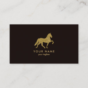 Pferd mit Goldenem Glitzer Pferdetrainer Visitenkarte