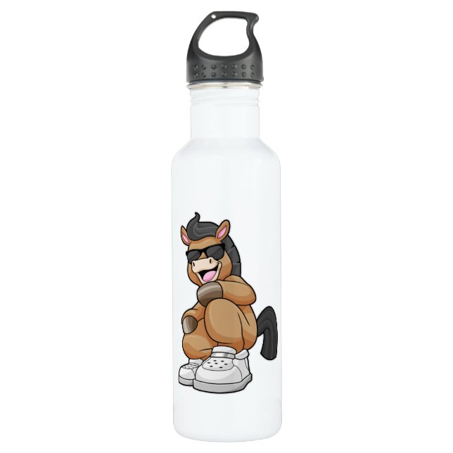 Pferd mit großen Schuhen Edelstahlflasche (Vorderseite)