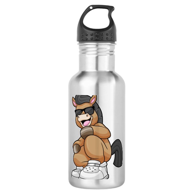 Pferd mit großen Schuhen Edelstahlflasche (Vorderseite)