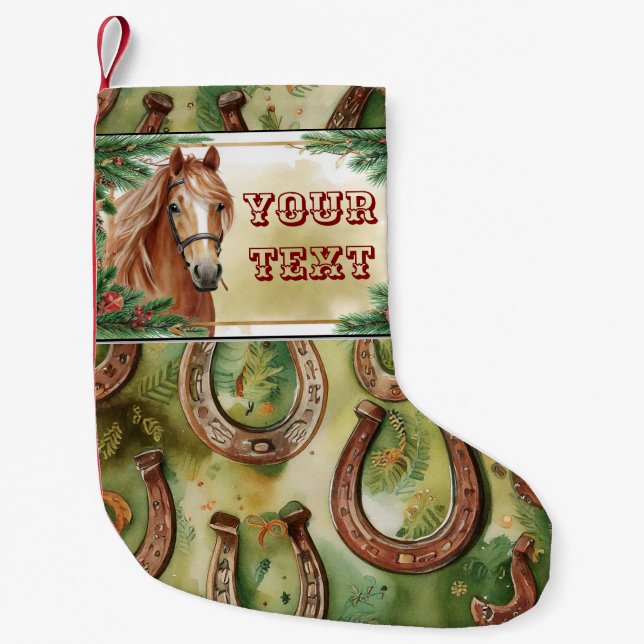 Pferd mit Hufeisen Hintergrund Kleiner Weihnachtsstrumpf (Vorderseite)