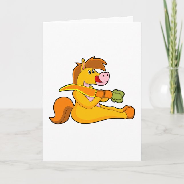 Pferd mit Karotte Karte (Vorderseite)