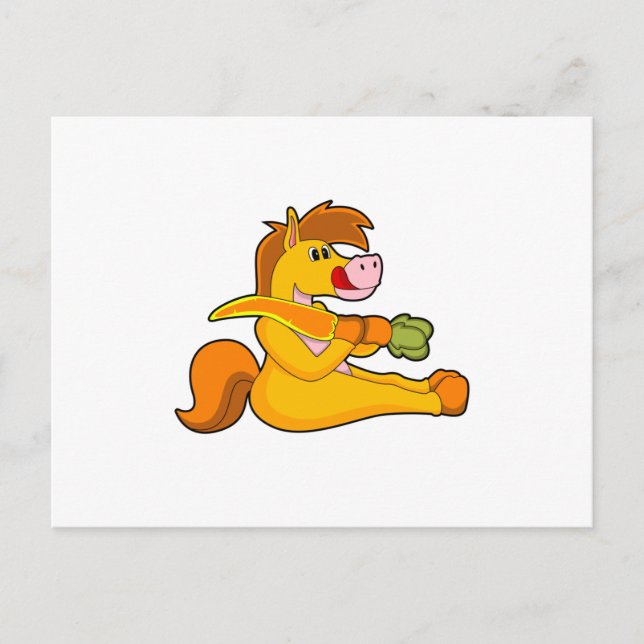 Pferd mit Karotte Postkarte (Vorderseite)