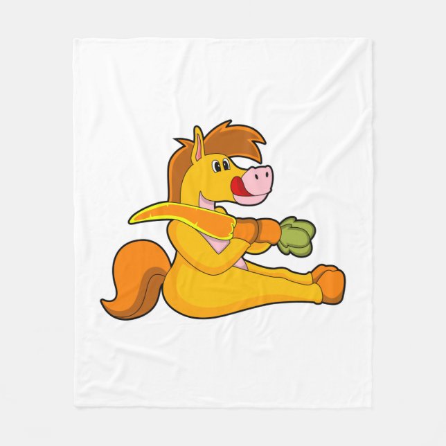 Pferd mit Karrot Fleecedecke (Vorderseite)