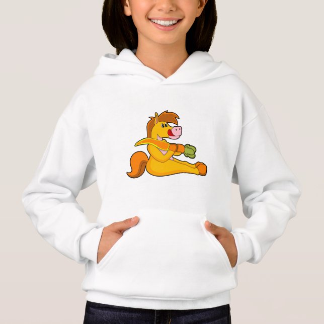 Pferd mit Karrot Hoodie (Vorderseite)