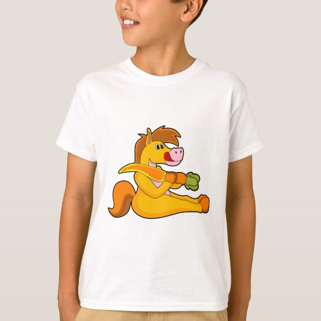 Pferd mit Karrot T-Shirt (Vorderseite)