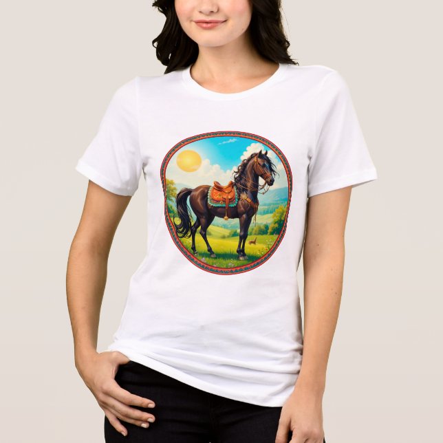 Pferd mit lebhaftem Hintergrund Tri-Blend Shirt (Vorderseite)
