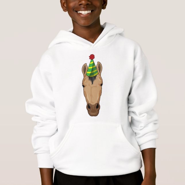 Pferd mit Party-Hut Hoodie (Vorderseite)
