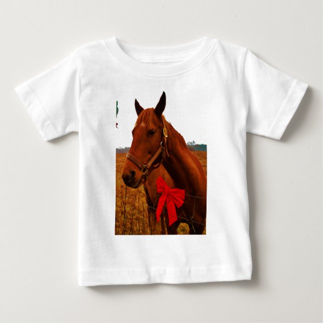 Pferd mit Red Bow Baby T-shirt (Vorderseite)