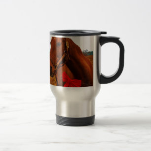 Pferd mit Red Bow Reisebecher