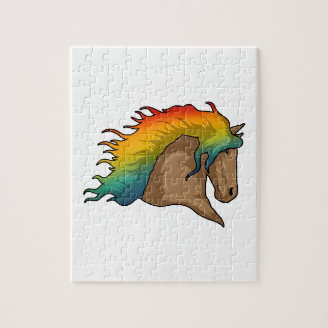 Pferd mit Regenbogenhaaren (Vertikal)