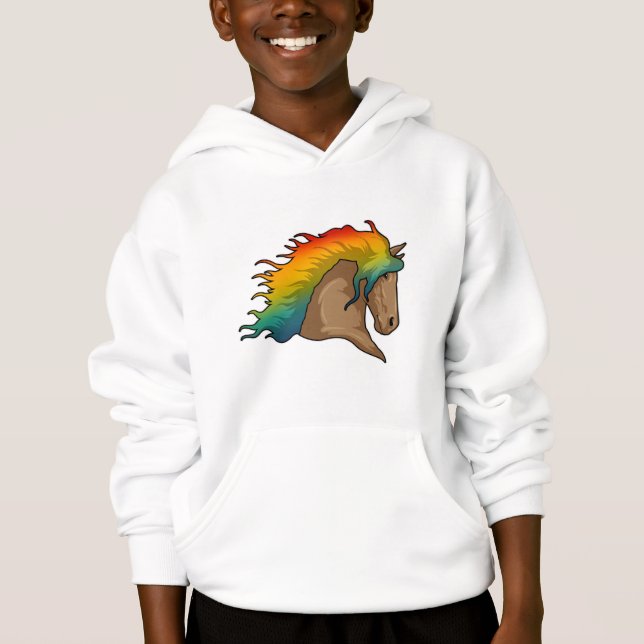Pferd mit Regenbogenhaaren Hoodie (Vorderseite)