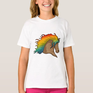 Pferd mit Regenbogenhaaren T-Shirt