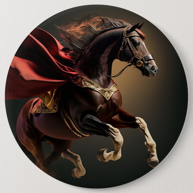 Pferd mit rotem Fell Button (Vorderseite)