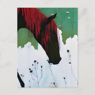 Pferd mit rotem Mane Postkarte