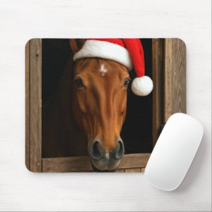 Pferd mit Santa-Mütze Mousepad