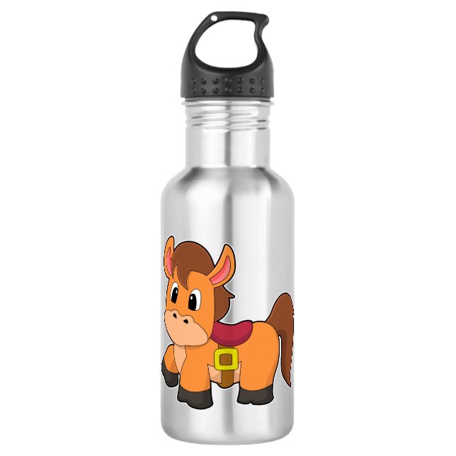 Pferd mit Sattel Edelstahlflasche (Vorderseite)