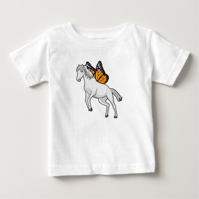 Pferd mit Schmetterling Baby T-shirt (Vorderseite)