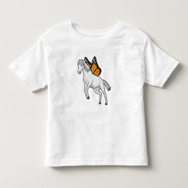 Pferd mit Schmetterling Kleinkind T-shirt (Vorderseite)