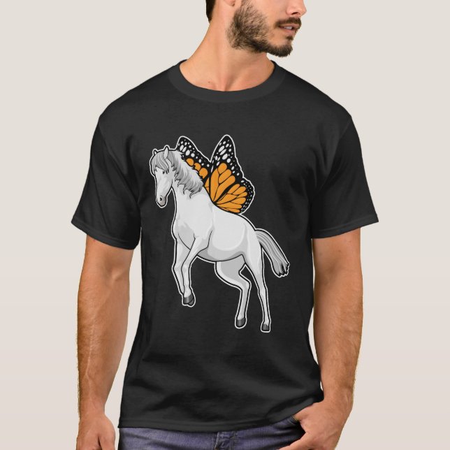Pferd mit Schmetterling T-Shirt (Vorderseite)