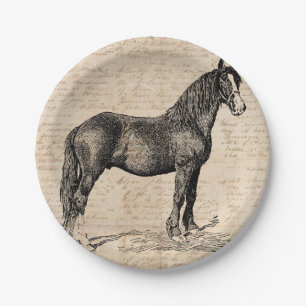 Pferd mit Skriptpapier Pappteller